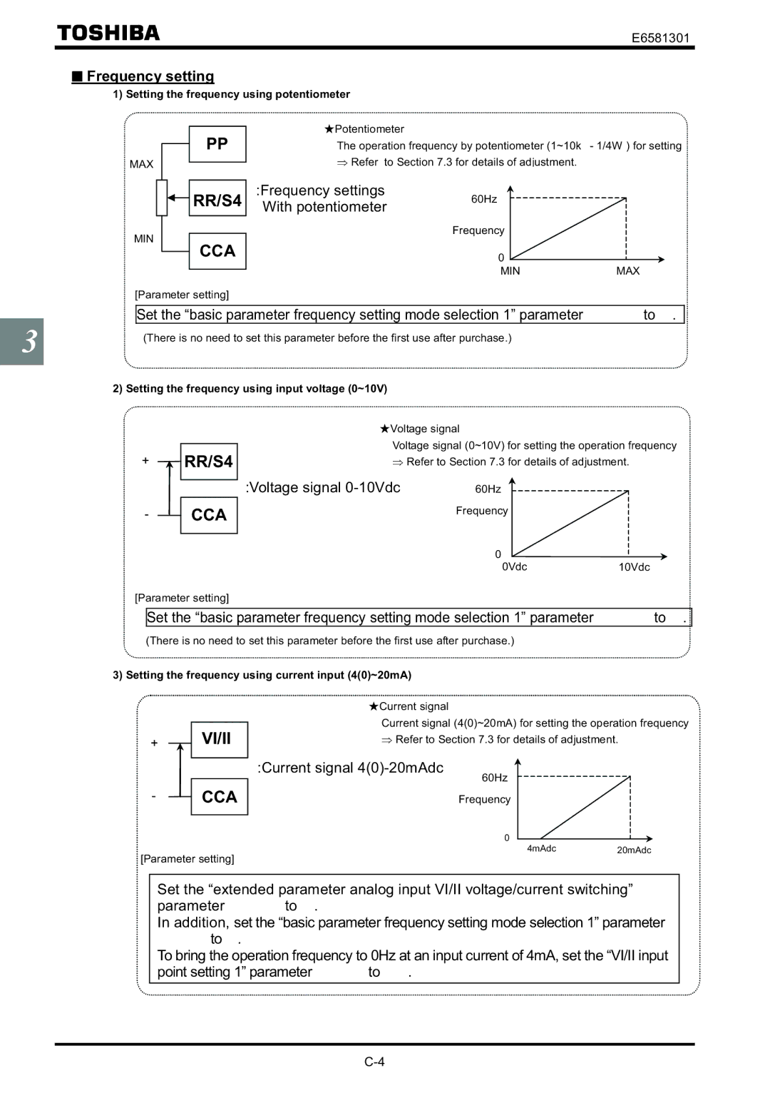 Toshiba VF-AS1 instruction manual + RR/S4 CCA, + Vi/Ii, Frequency setting 