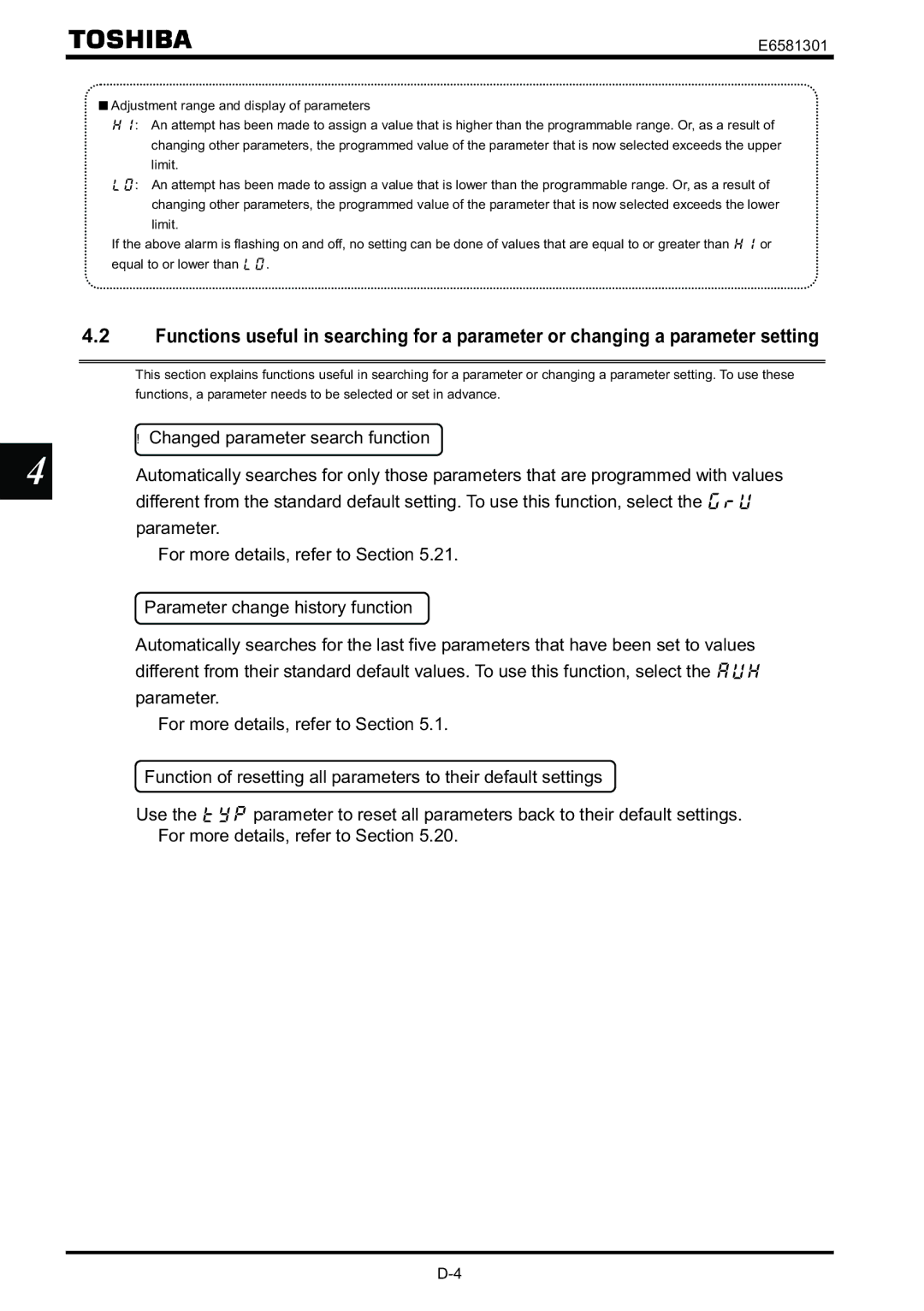 Toshiba VF-AS1 instruction manual Changed parameter search function 