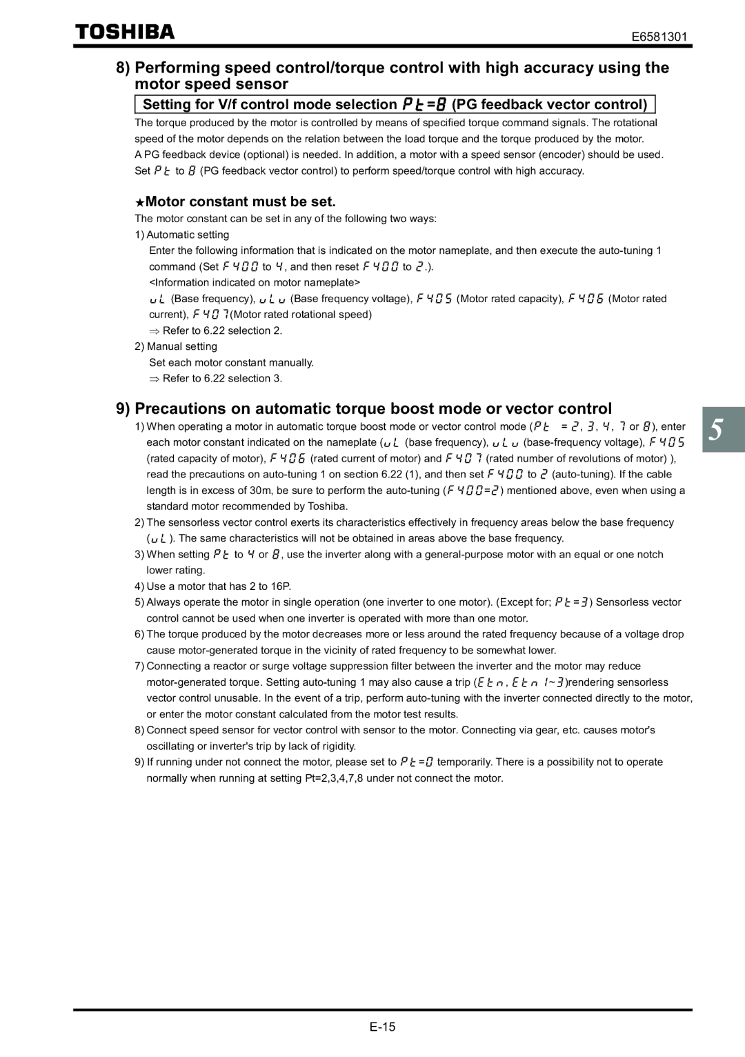 Toshiba VF-AS1 instruction manual Precautions on automatic torque boost mode or vector control 