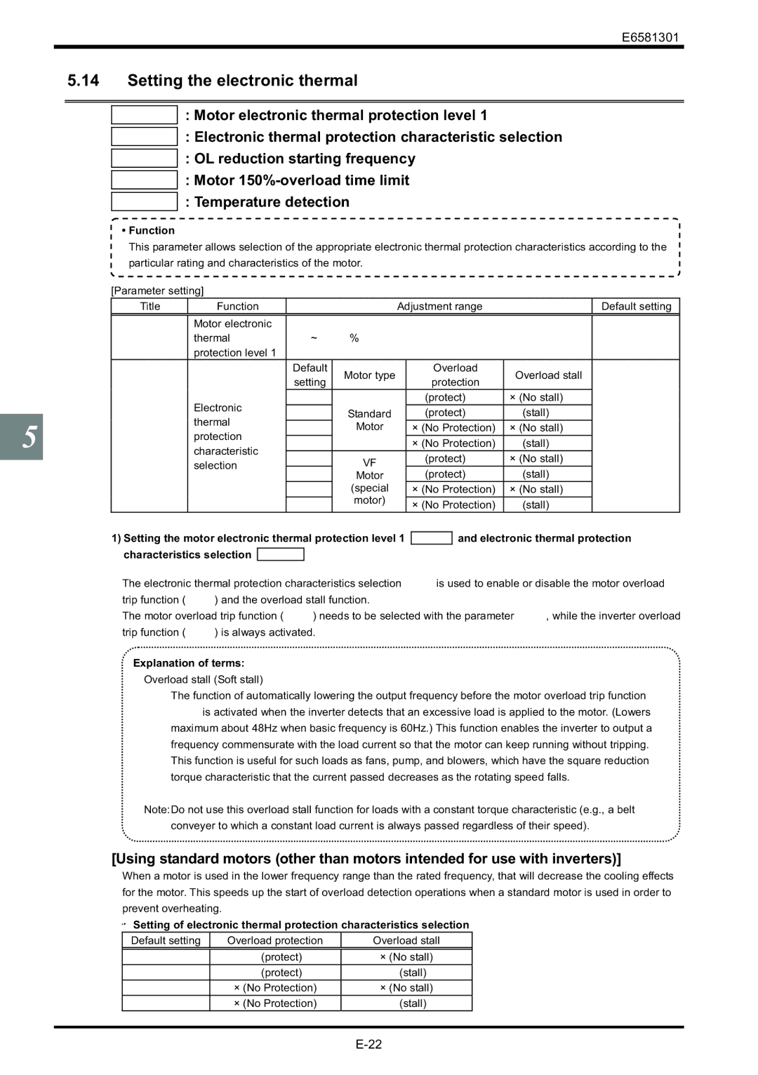 Toshiba VF-AS1 instruction manual Setting the electronic thermal, Explanation of terms 