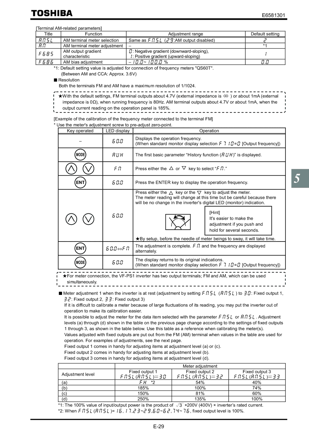 Toshiba VF-AS1 instruction manual Press either Key to select, Press the Enter key to display the operation frequency 