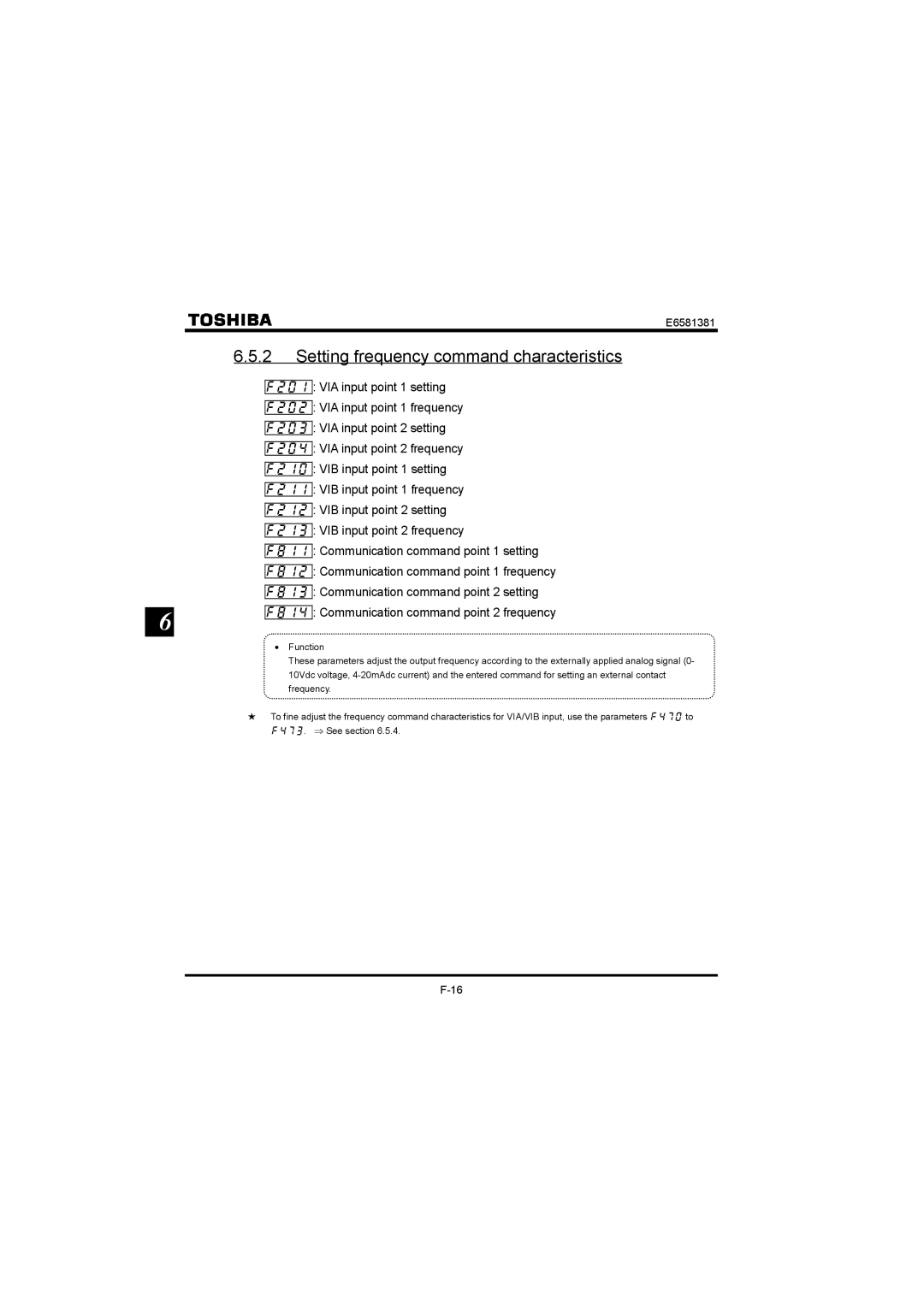 Toshiba VF-FS1 instruction manual Setting frequency command characteristics 