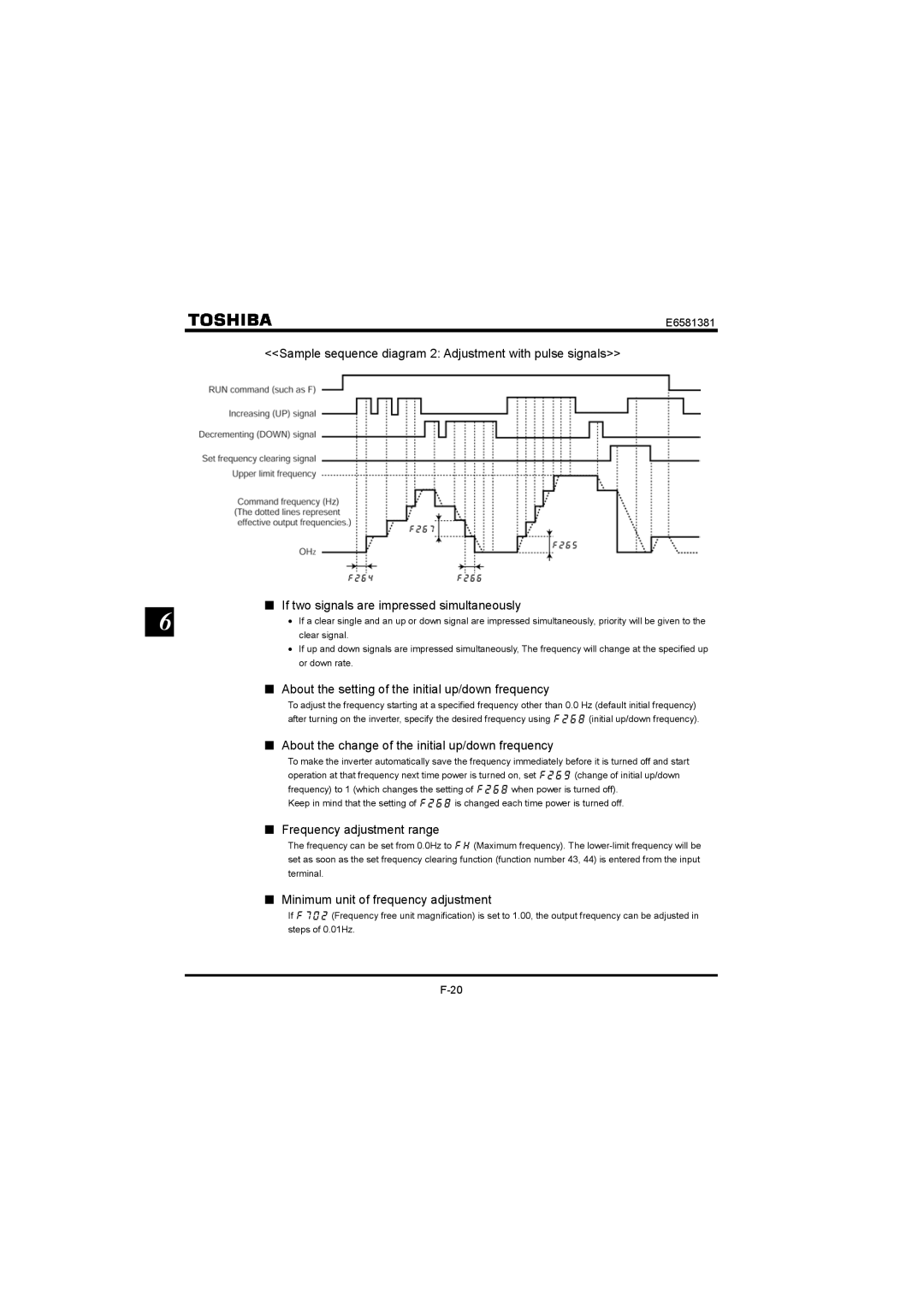 Toshiba VF-FS1 About the setting of the initial up/down frequency, About the change of the initial up/down frequency 