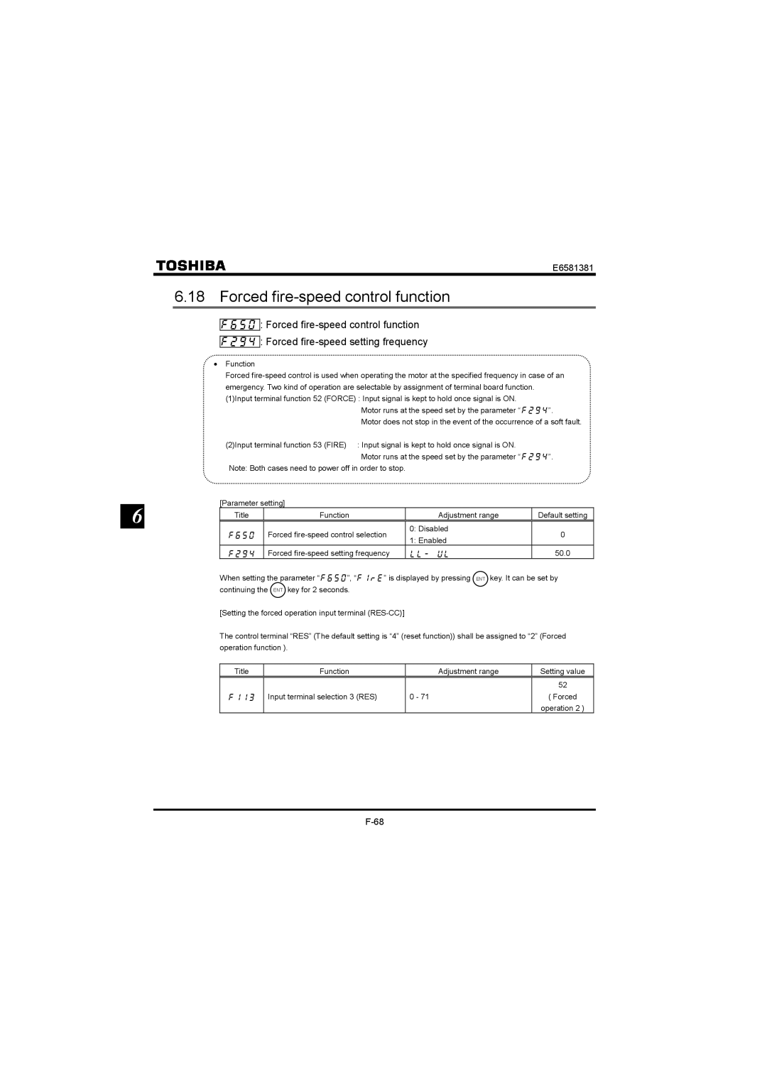 Toshiba VF-FS1 instruction manual Forced fire-speed control function, NnWn 