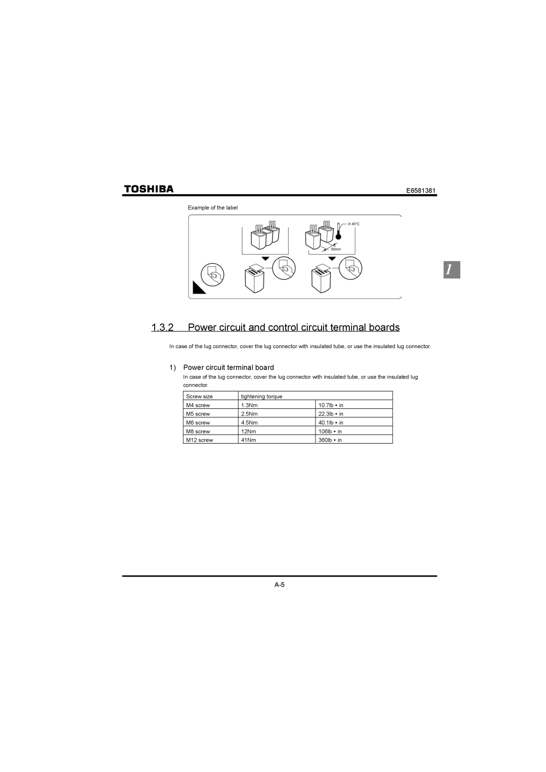 Toshiba VF-FS1 instruction manual Power circuit and control circuit terminal boards, Power circuit terminal board 