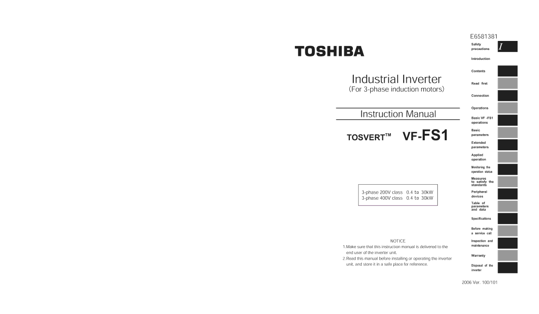 Toshiba VF-FS1 instruction manual 