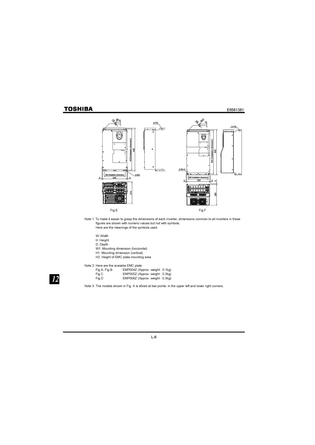 Toshiba VF-FS1 instruction manual Fig.E 