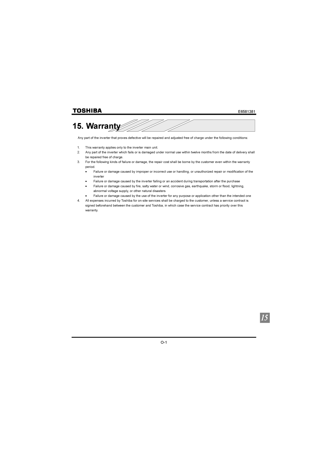 Toshiba VF-FS1 instruction manual Warranty 