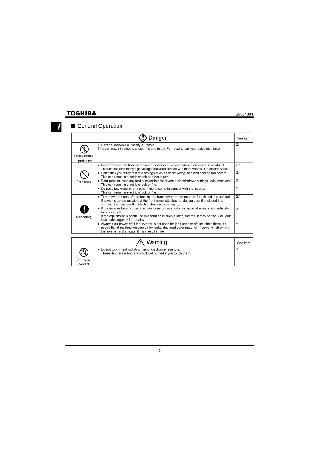 Toshiba VF-FS1 instruction manual General Operation 