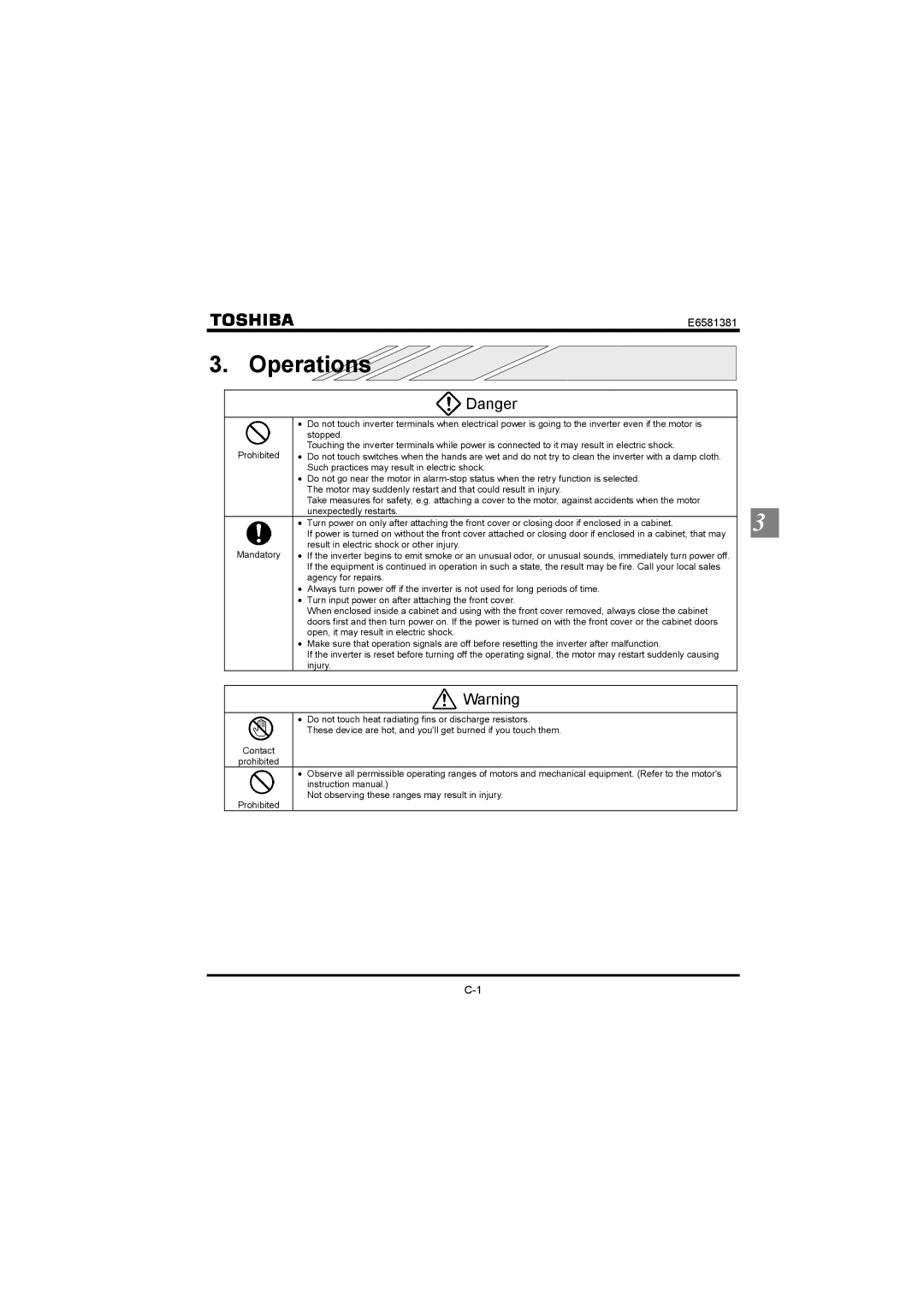 Toshiba VF-FS1 instruction manual Operations 