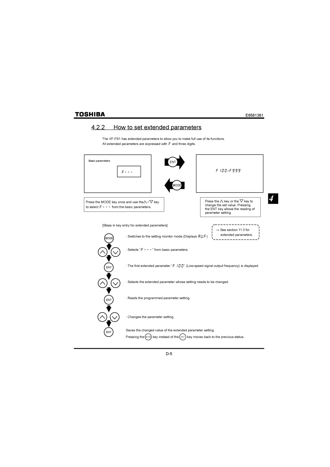 Toshiba VF-FS1 instruction manual How to set extended parameters 