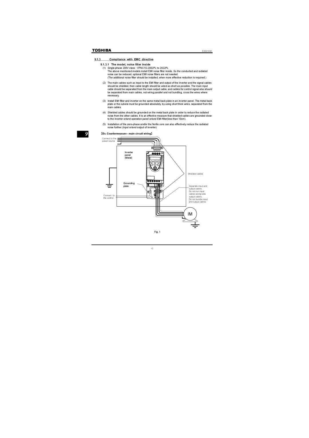 Toshiba VF-nC1 Compliance with EMC directive Model, noise filter inside, 【Ex. Countermeasure main circuit wiring】 