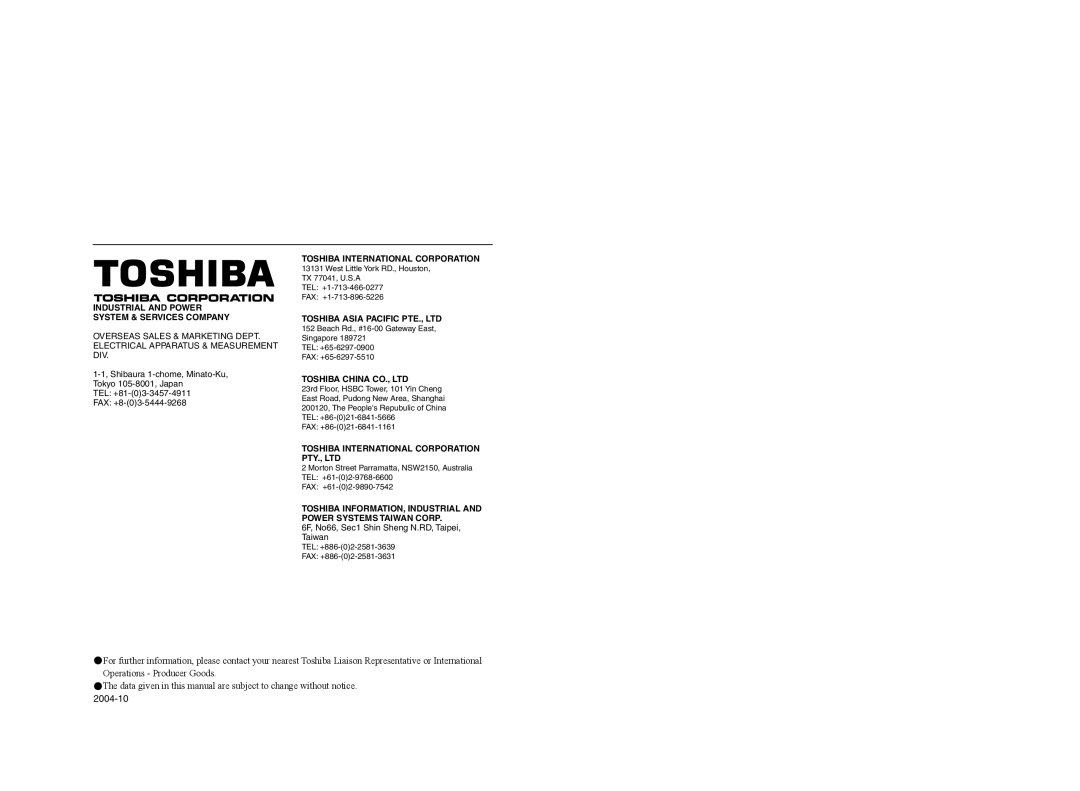 Toshiba VF-nC1 instruction manual 2004-10 