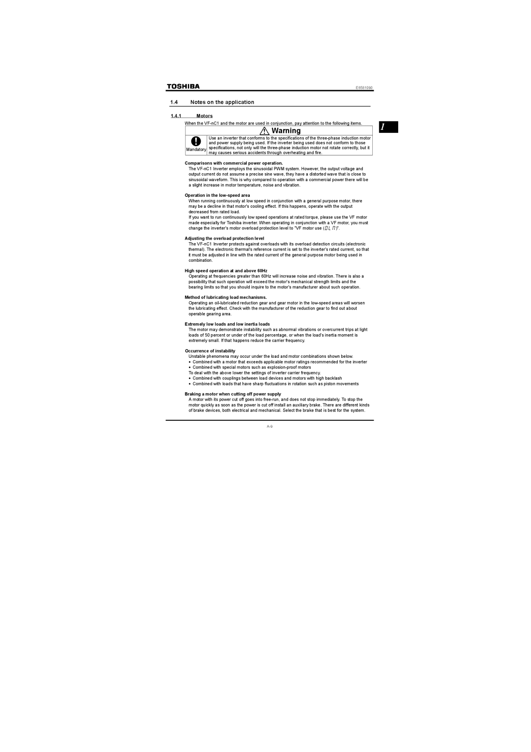 Toshiba VF-nC1 instruction manual Motors 