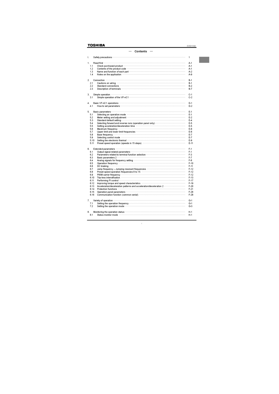 Toshiba VF-nC1 instruction manual ― Contents ― 