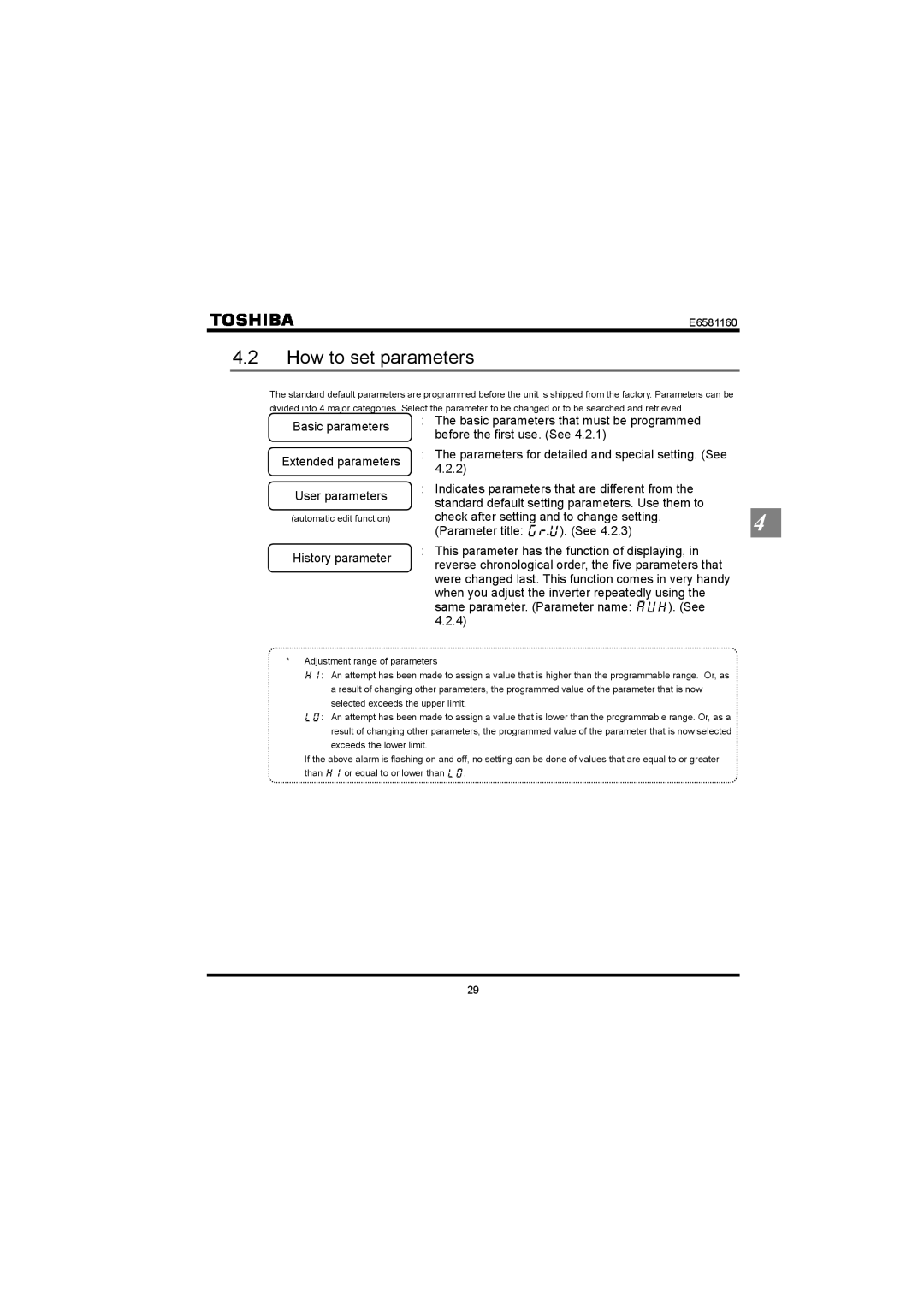 Toshiba VF-S11 manual How to set parameters, Parameters for detailed and special setting. See 