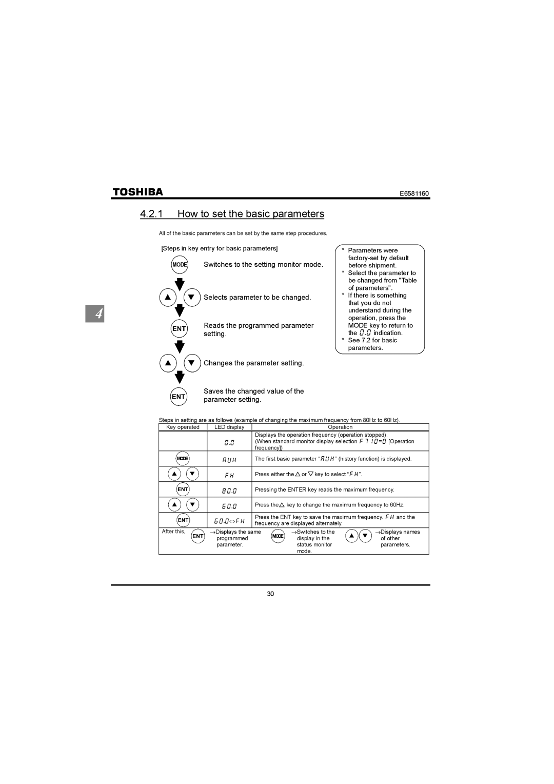 Toshiba VF-S11 manual How to set the basic parameters, , ⇔Hj 