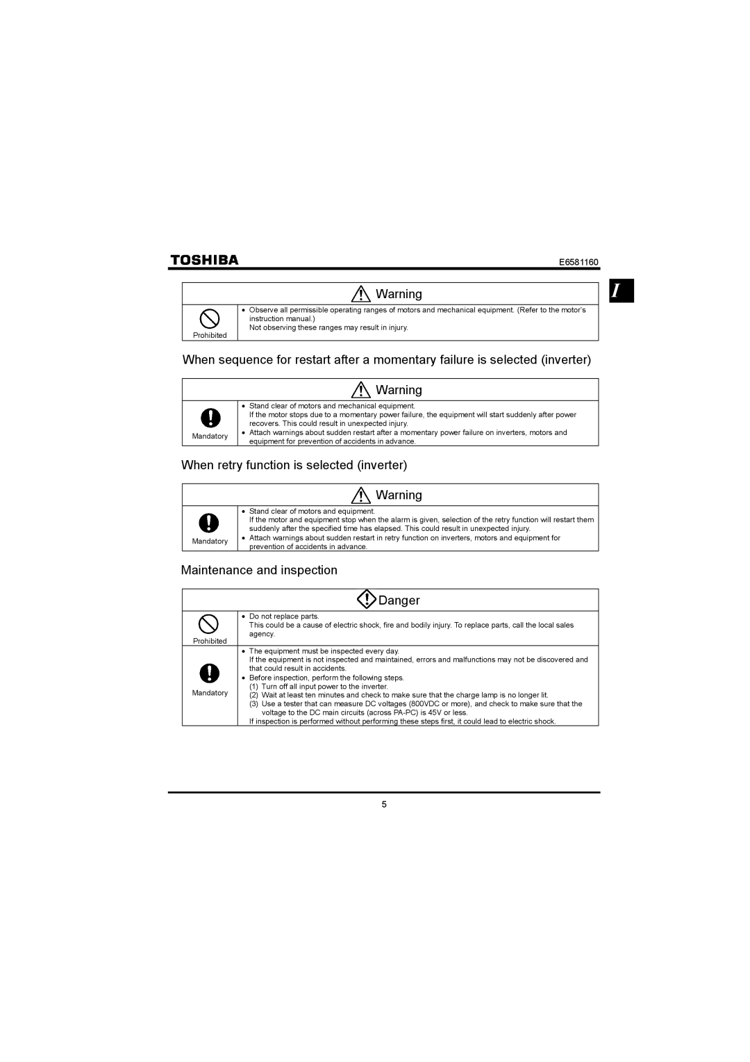 Toshiba VF-S11 manual When retry function is selected inverter, Maintenance and inspection 