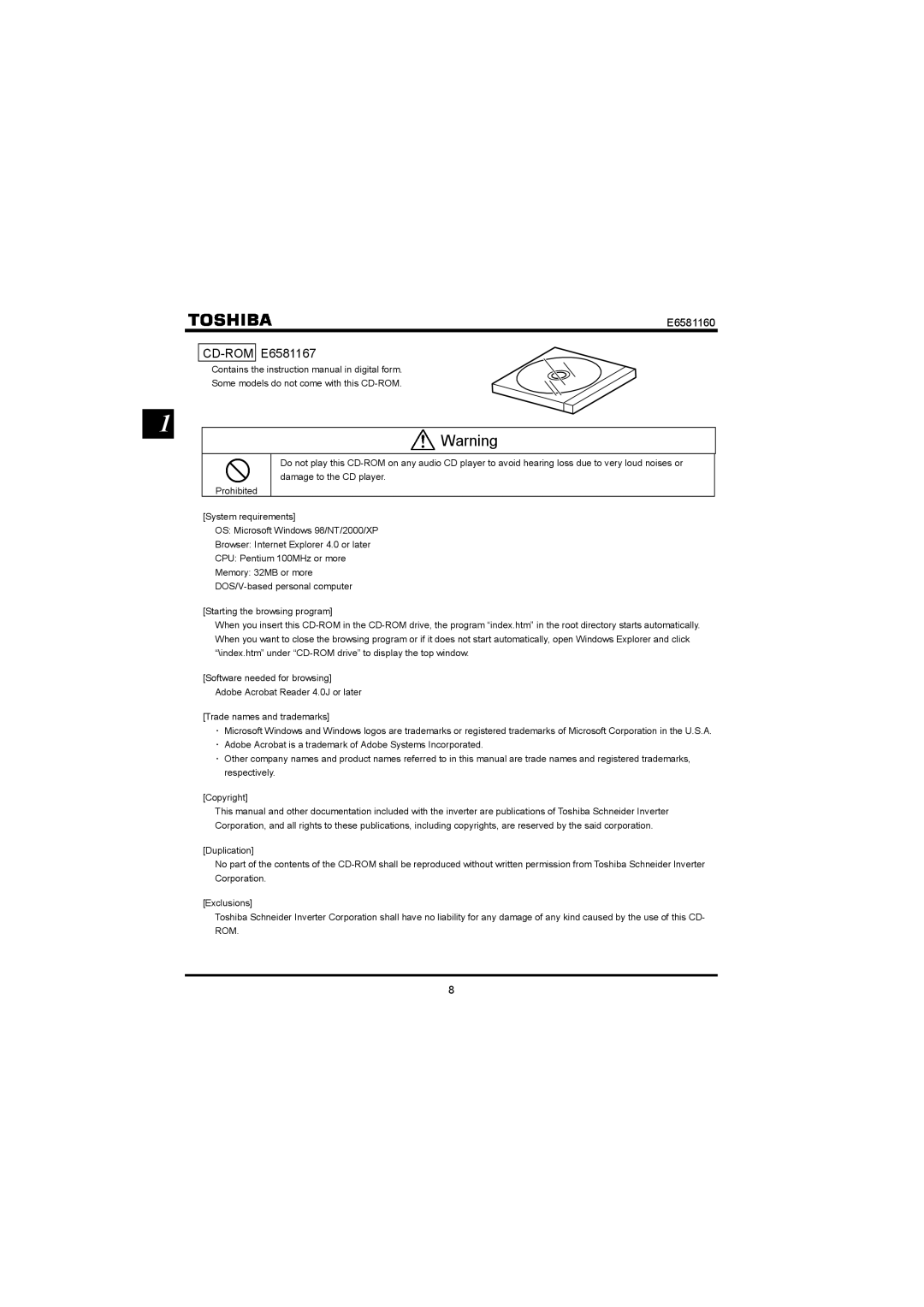 Toshiba VF-S11 manual CD-ROM E6581167 