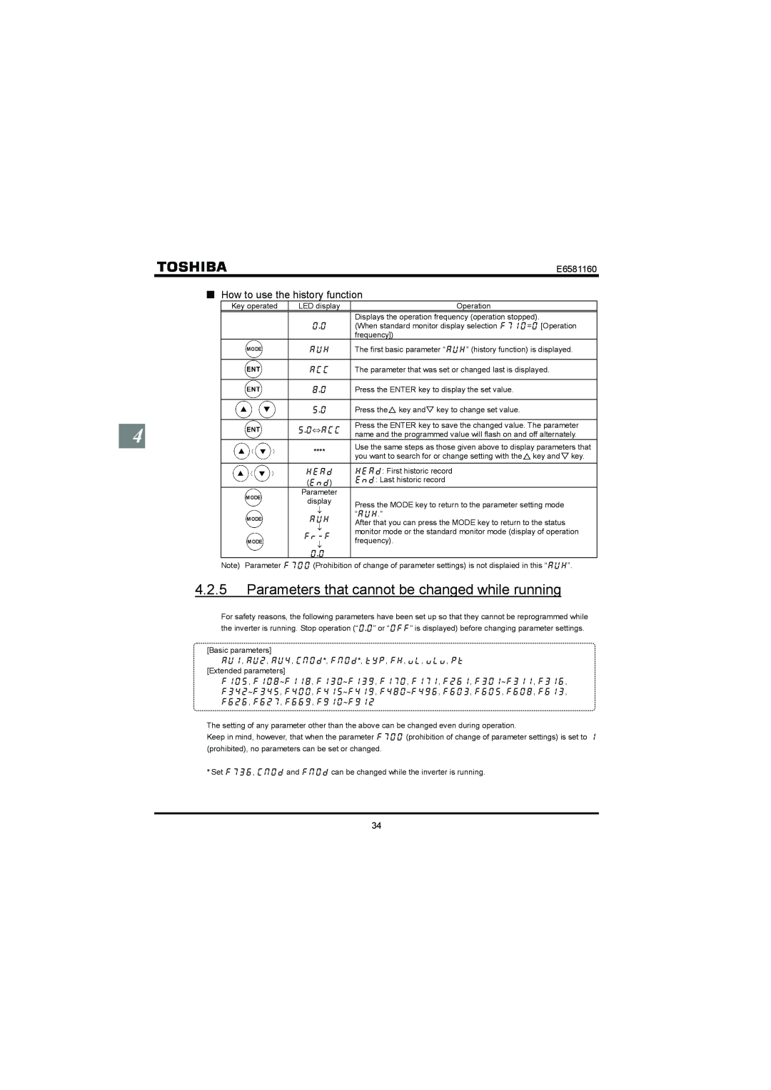 Toshiba VF-S11 manual QHow to use the history function, E6581160 