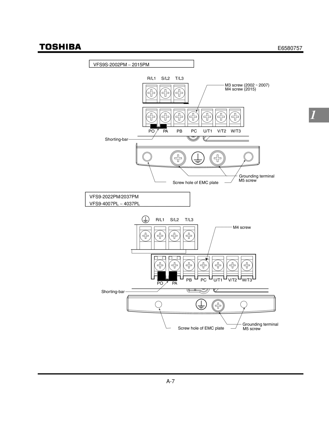 Toshiba VF-S9 manual 2015PM, VFS9-2022PM/2037PM VFS9-4007PL ∼ 4037PL 