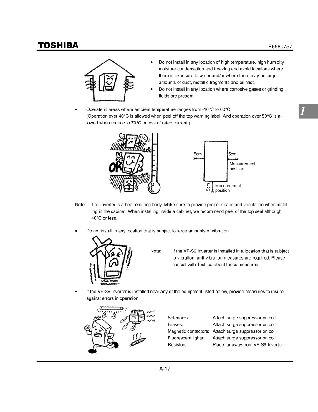 Toshiba VF-S9 manual Consult with Toshiba about these measures 