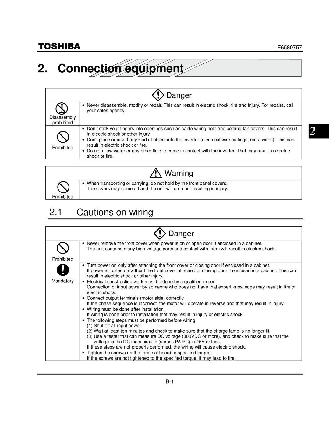 Toshiba VF-S9 manual Connection equipment 