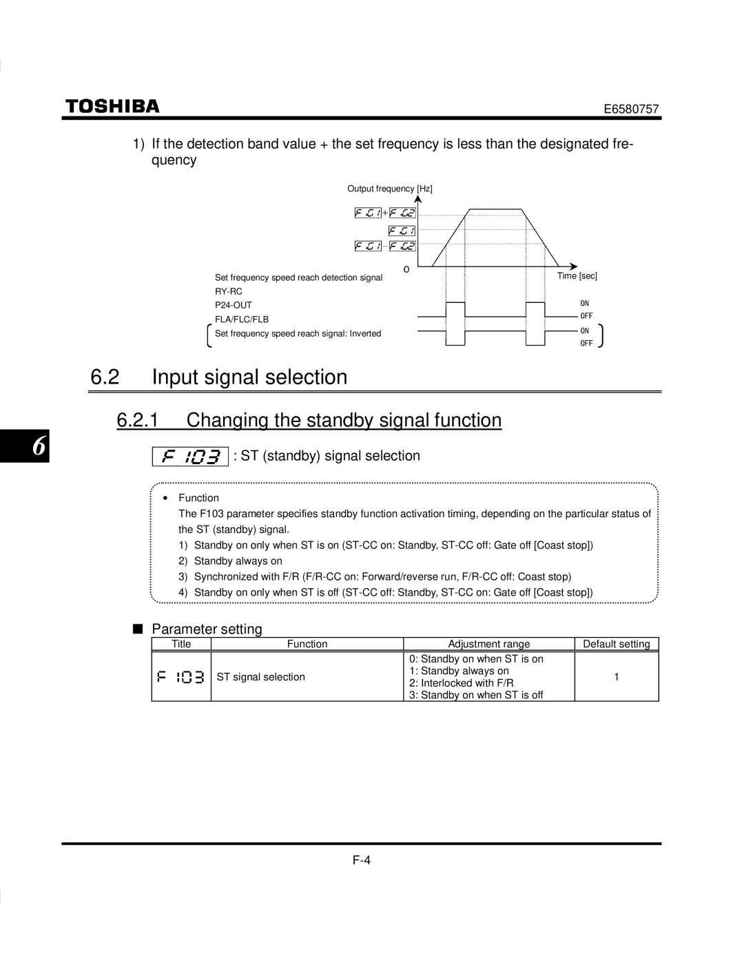 Toshiba VF-S9 manual Input signal selection, Changing the standby signal function, ST standby signal selection 