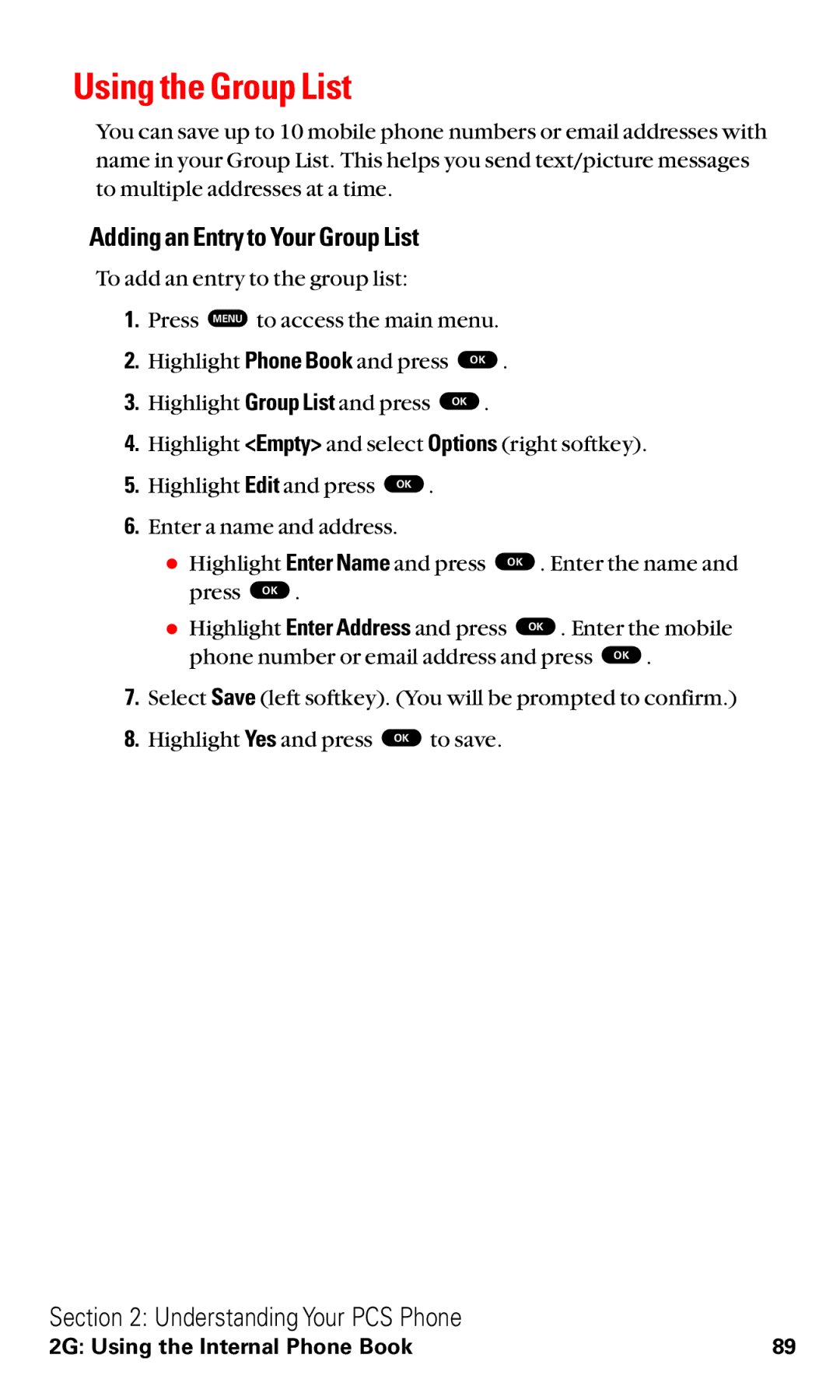 Toshiba VM4050 manual Using the Group List, Adding an Entry to Your Group List 