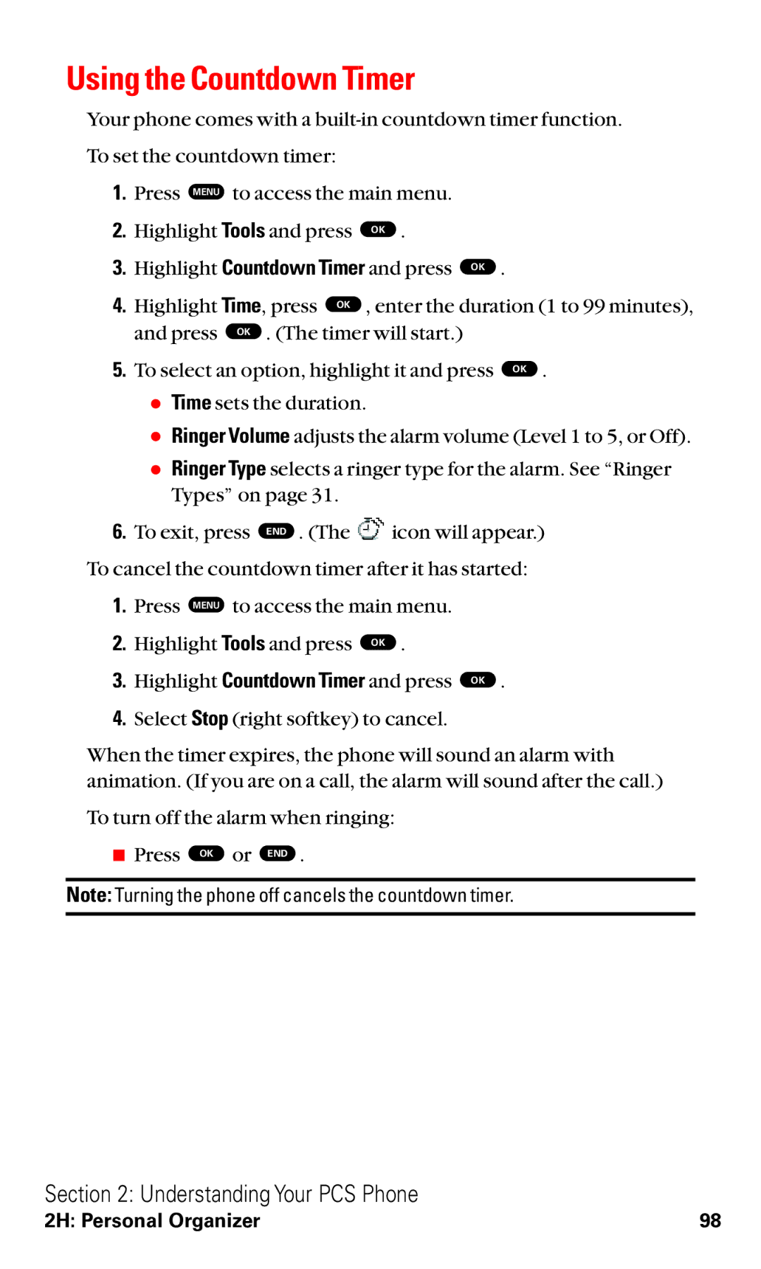 Toshiba VM4050 manual Using the Countdown Timer 