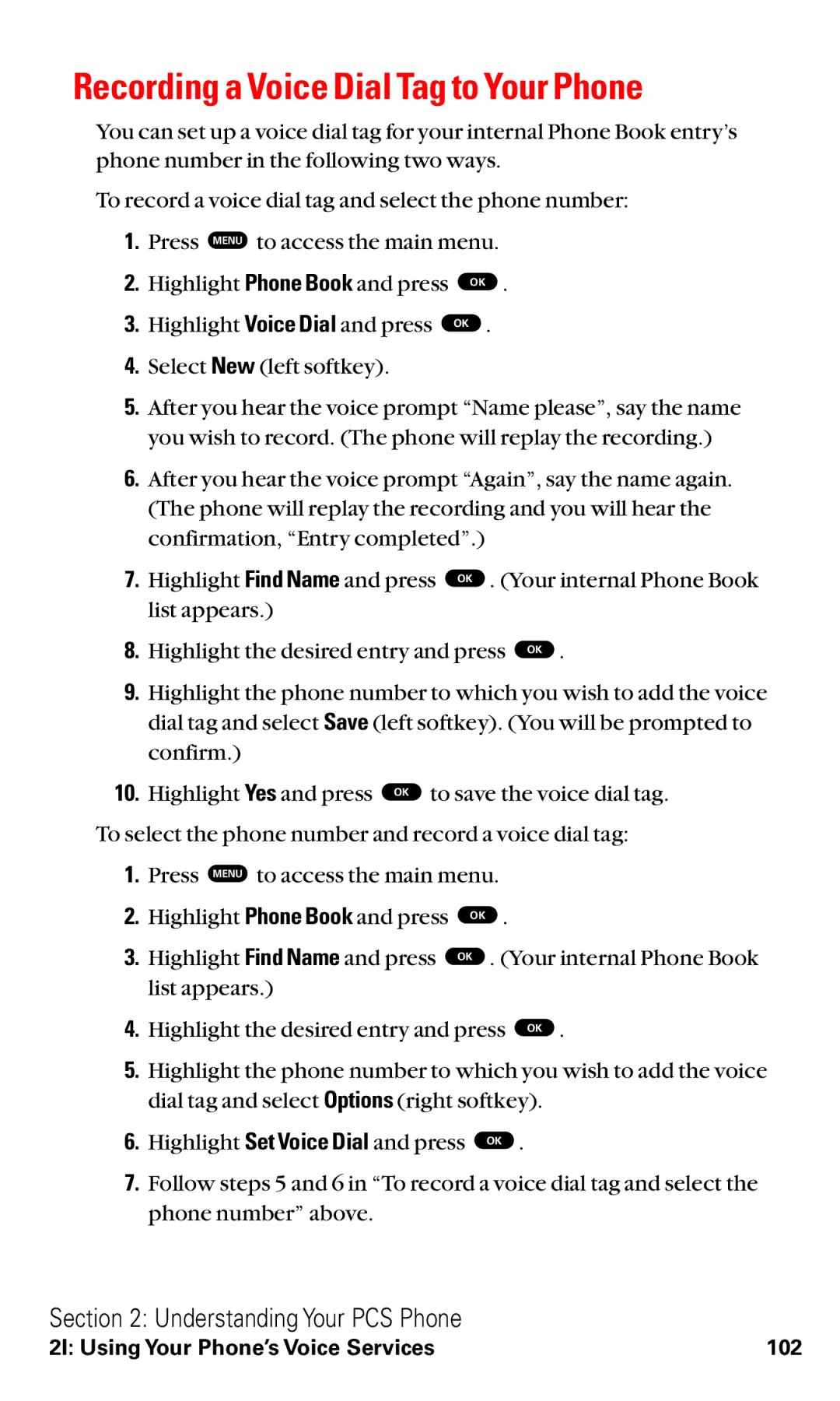 Toshiba VM4050 manual Recording a Voice Dial Tag to Your Phone 