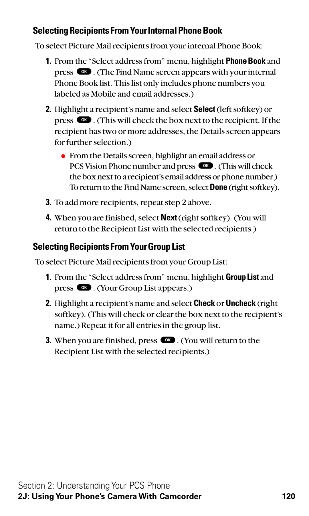 Toshiba VM4050 manual Selecting Recipients From Your Internal Phone Book, Selecting Recipients From Your Group List 