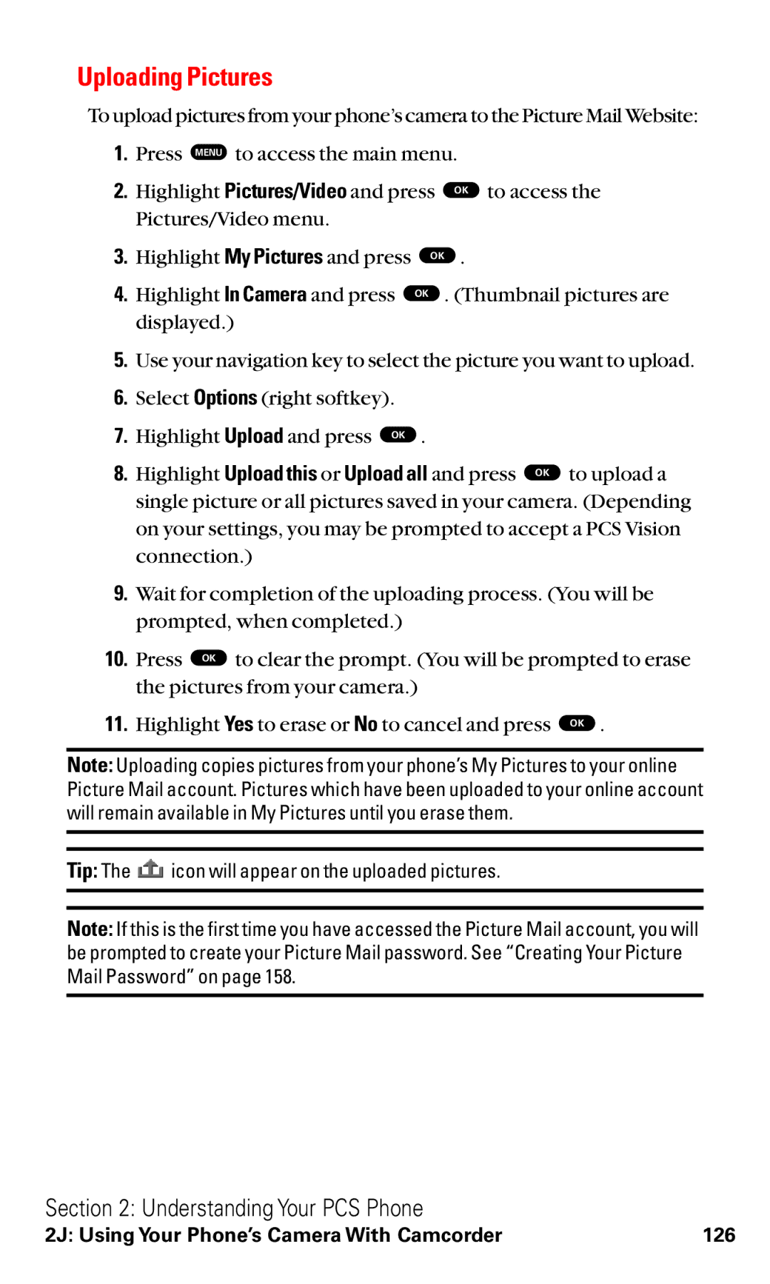 Toshiba VM4050 manual Uploading Pictures 