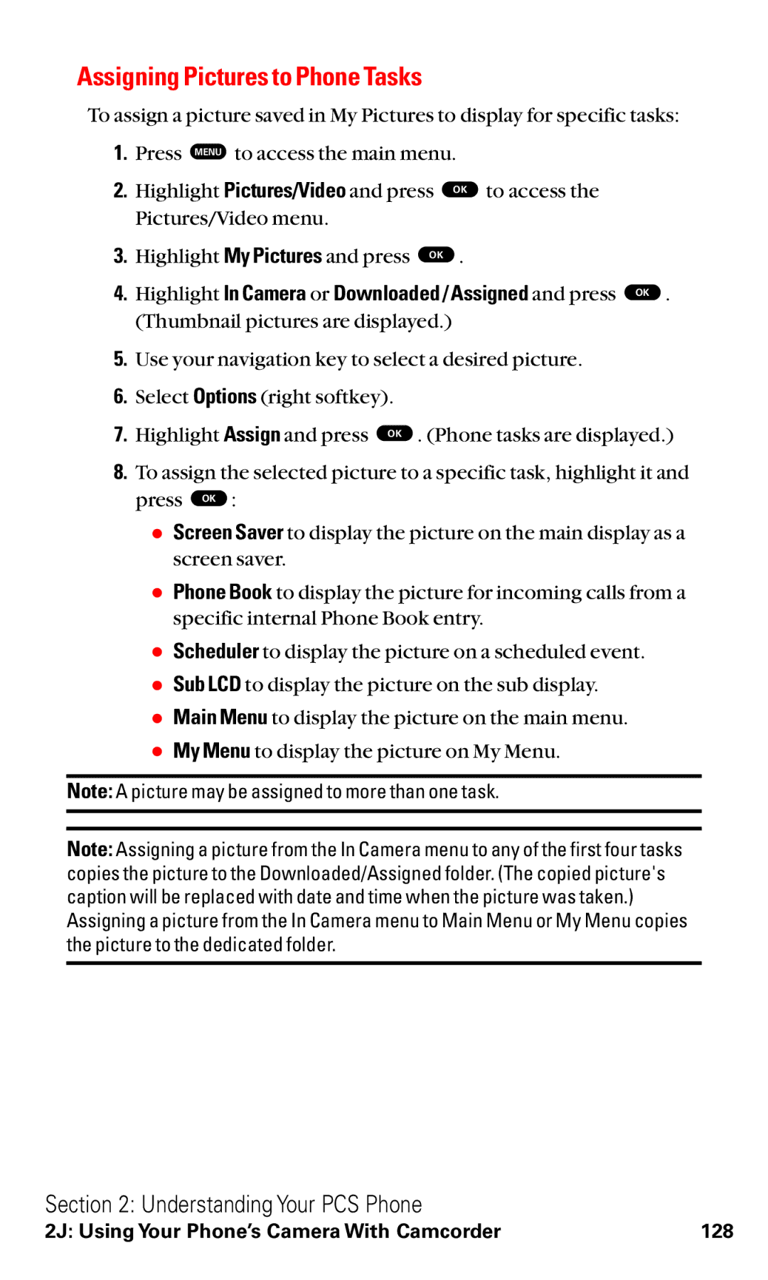 Toshiba VM4050 manual Assigning Pictures to Phone Tasks 