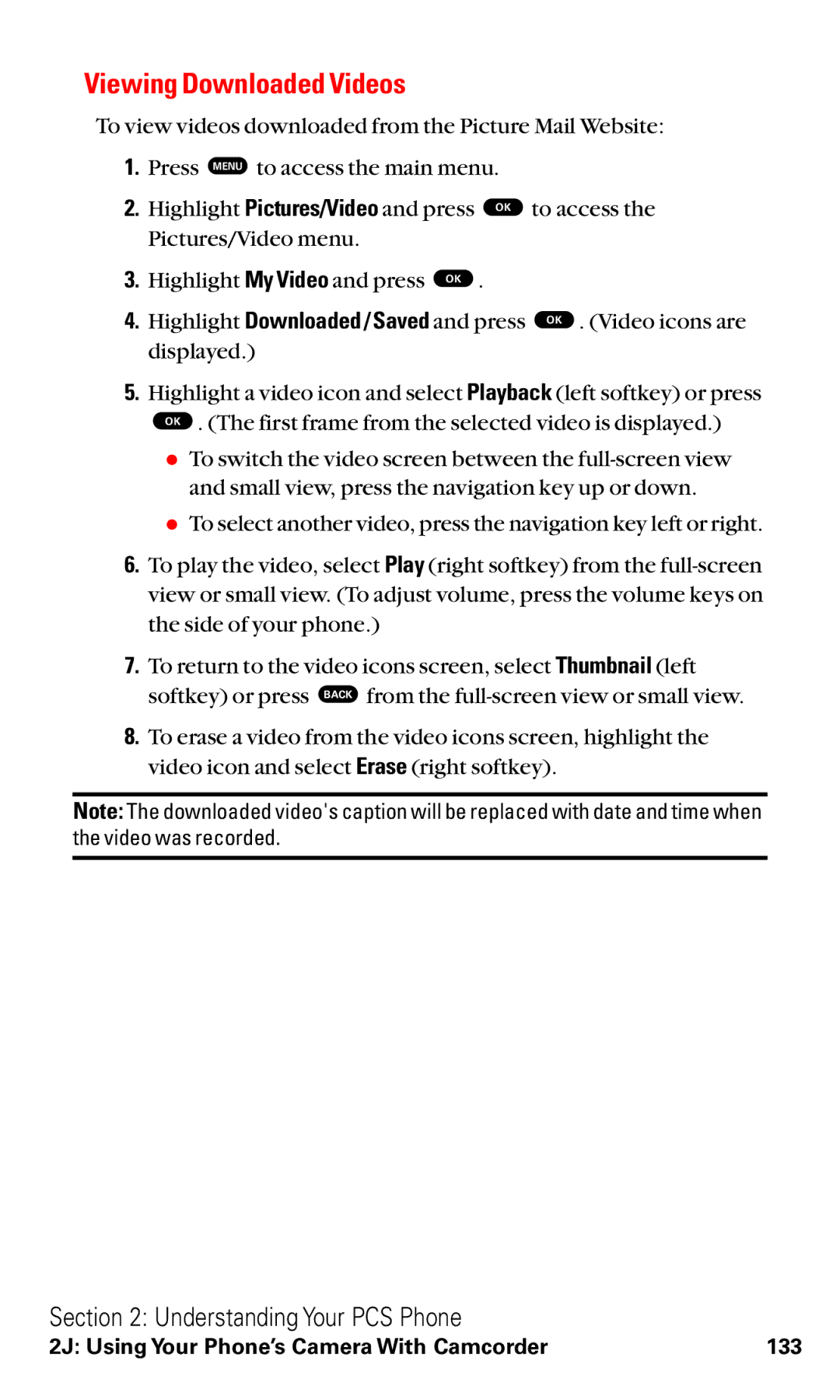 Toshiba VM4050 manual Viewing Downloaded Videos 