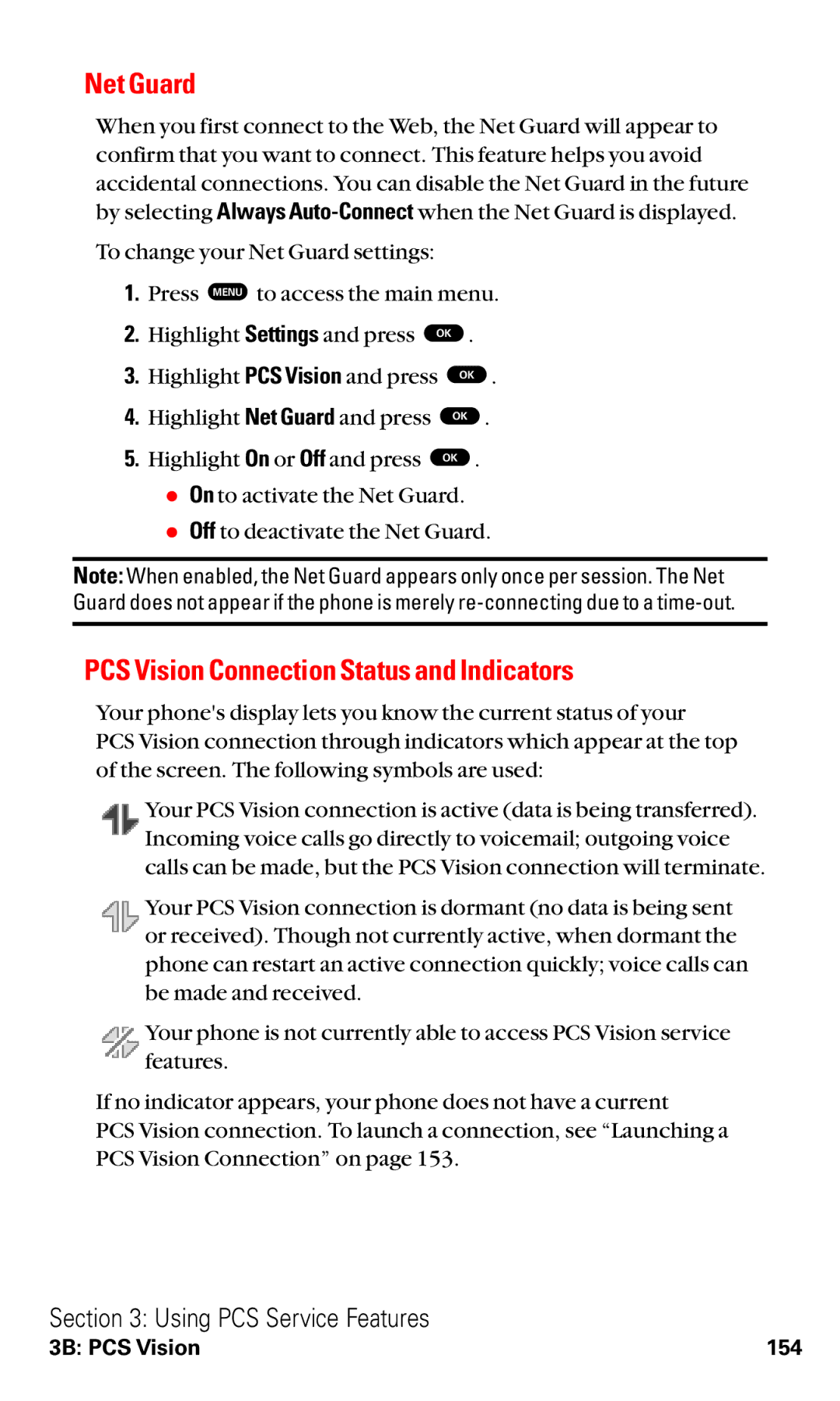 Toshiba VM4050 manual Net Guard, PCS Vision Connection Status and Indicators 