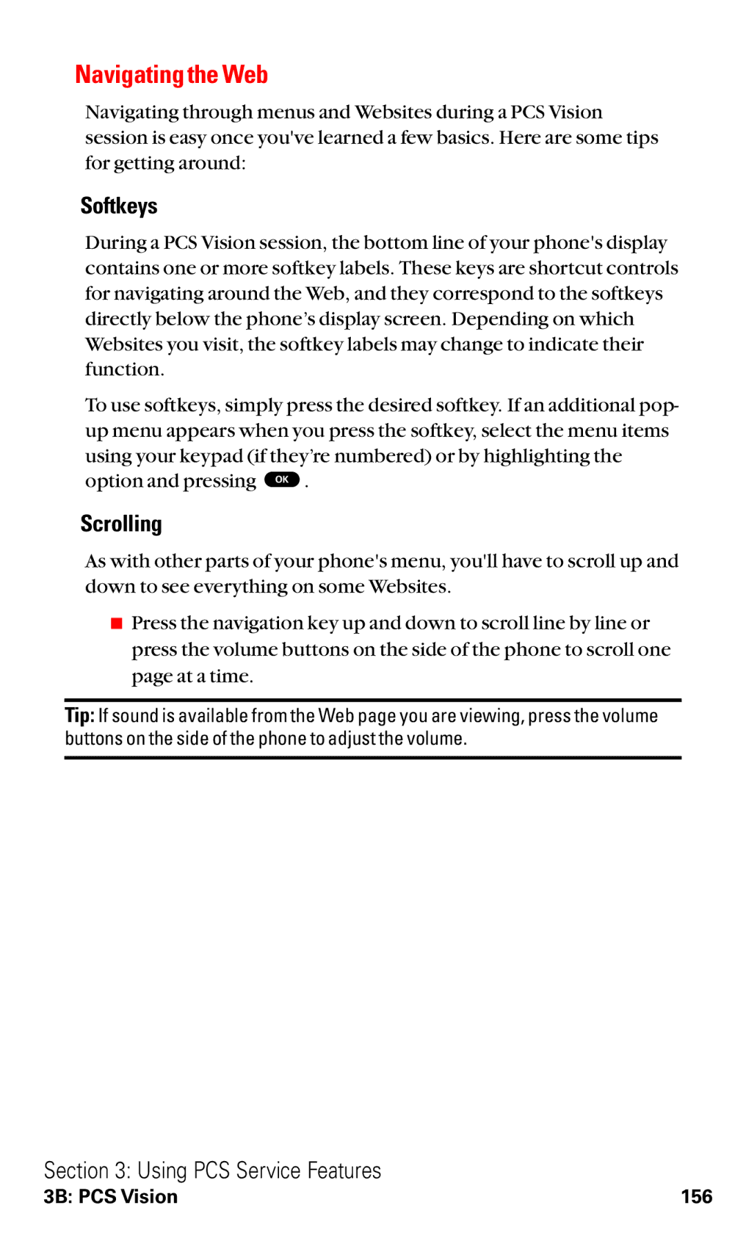 Toshiba VM4050 manual Navigating the Web, Softkeys, Scrolling 