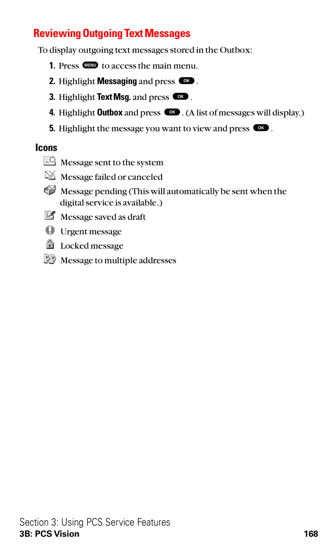 Toshiba VM4050 manual Reviewing Outgoing Text Messages 