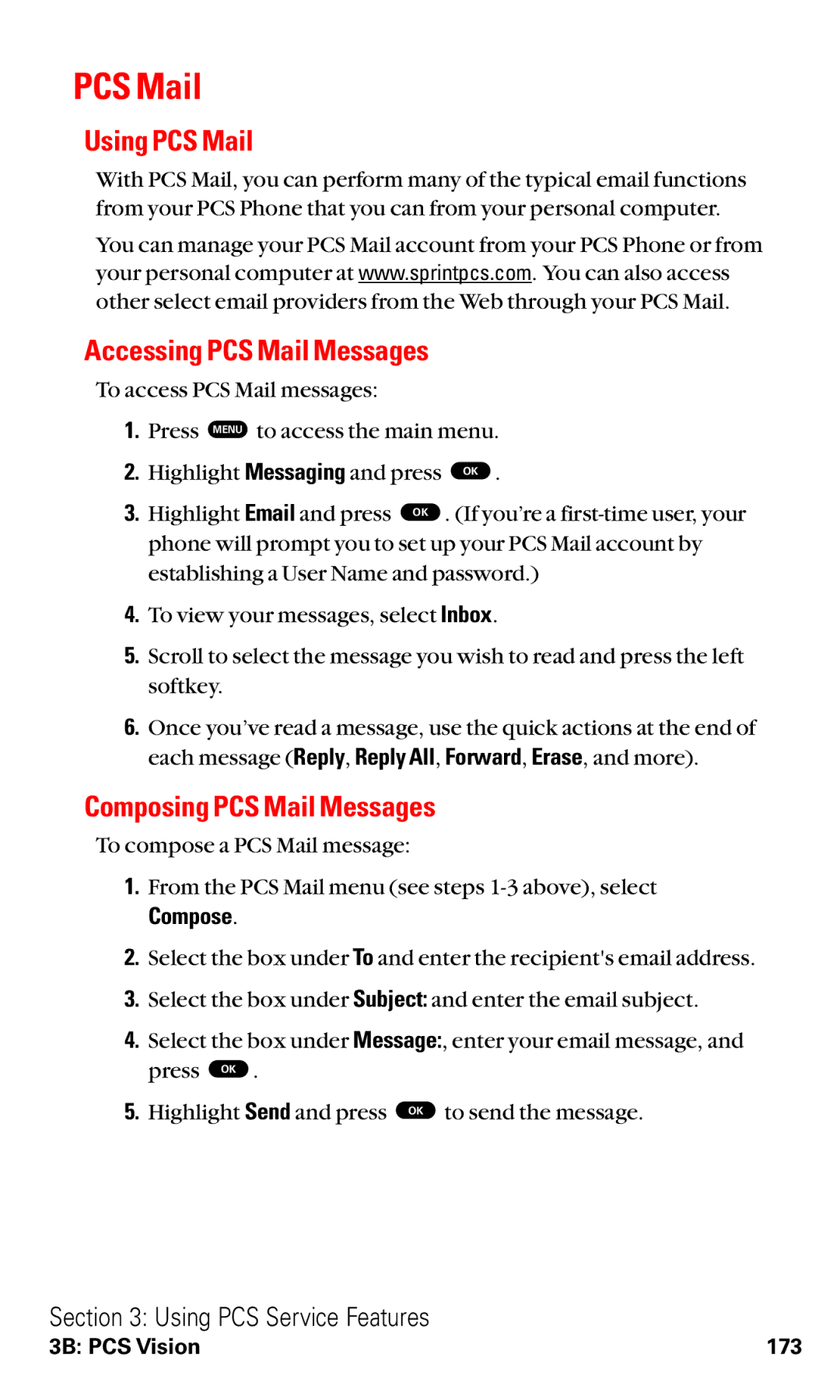 Toshiba VM4050 manual Using PCS Mail, Accessing PCS Mail Messages, Composing PCS Mail Messages, Compose 