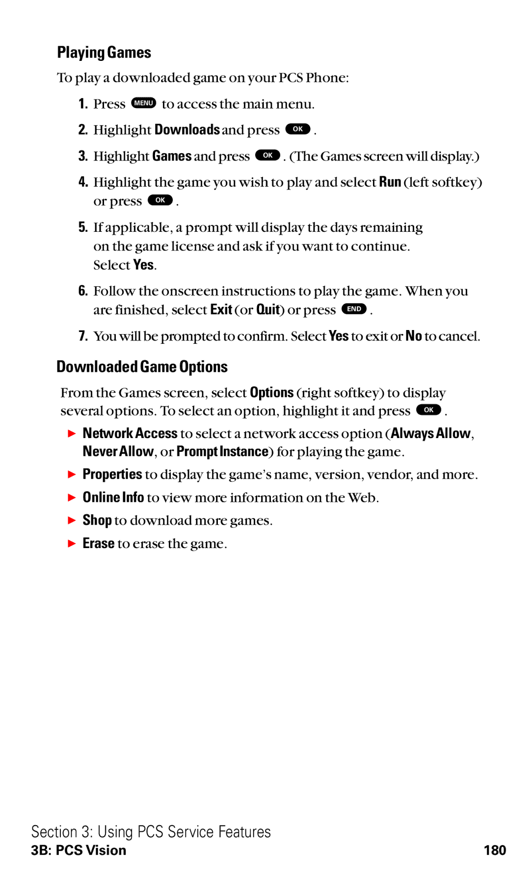 Toshiba VM4050 manual Playing Games, Downloaded Game Options 