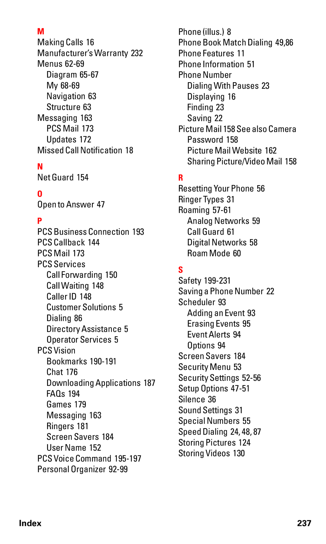 Toshiba VM4050 manual Index 237 