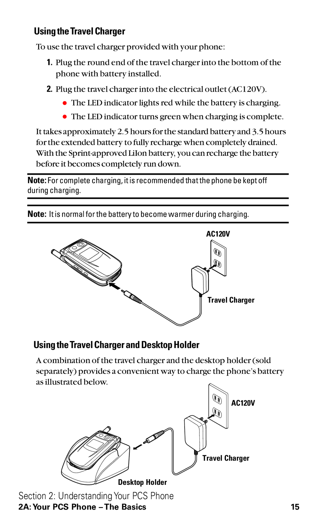 Toshiba VM4050 manual Using the TravelCharger, Using the Travel Charger and Desktop Holder 