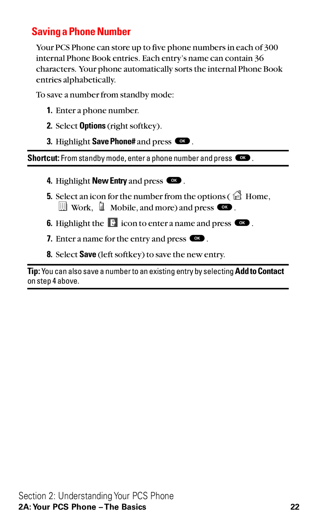 Toshiba VM4050 manual Saving a Phone Number 