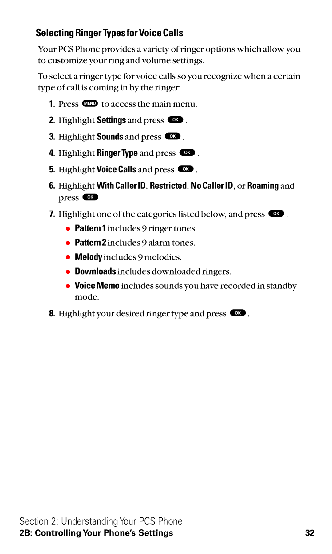 Toshiba VM4050 manual Selecting Ringer Types for Voice Calls 