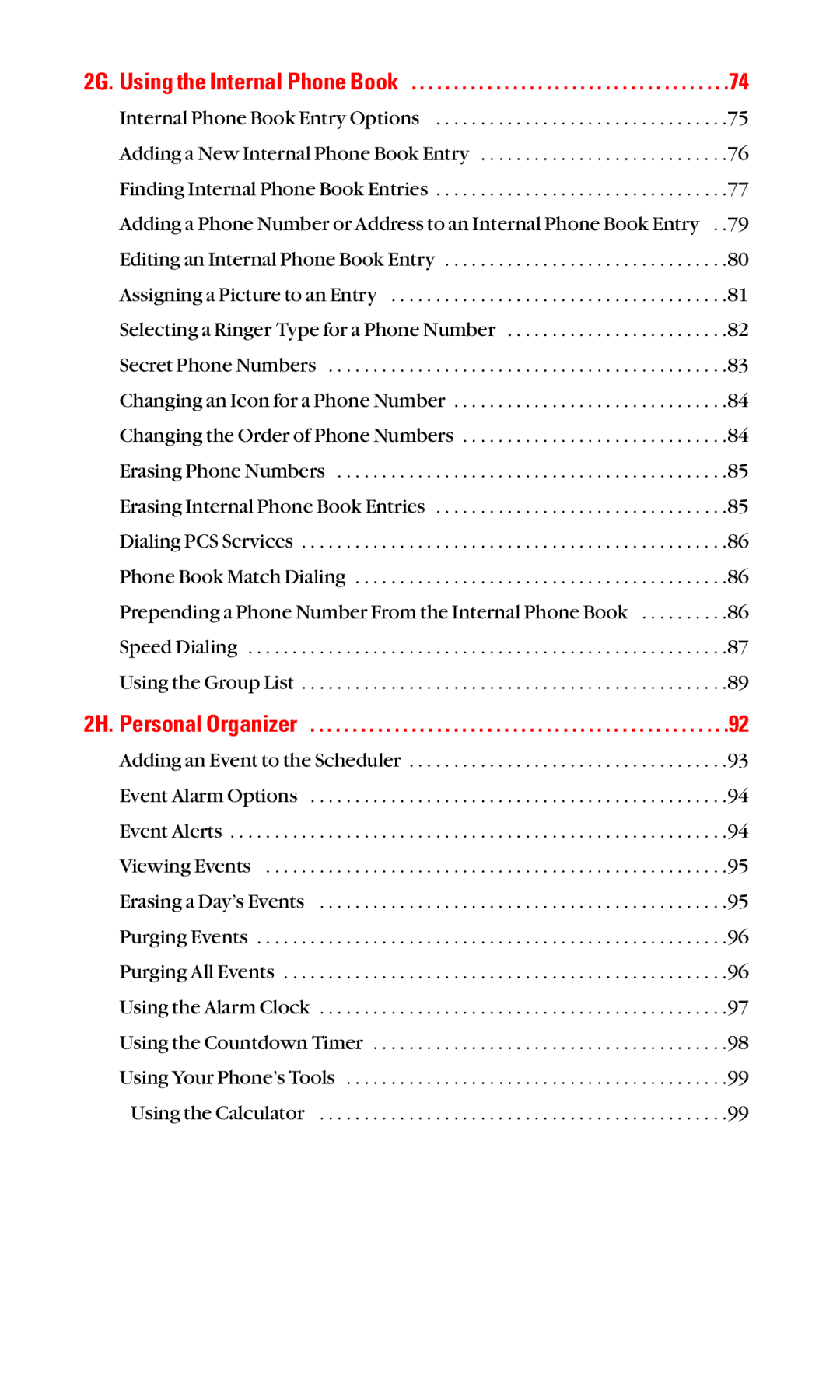 Toshiba VM4050 manual Erasing Internal Phone Book Entries 