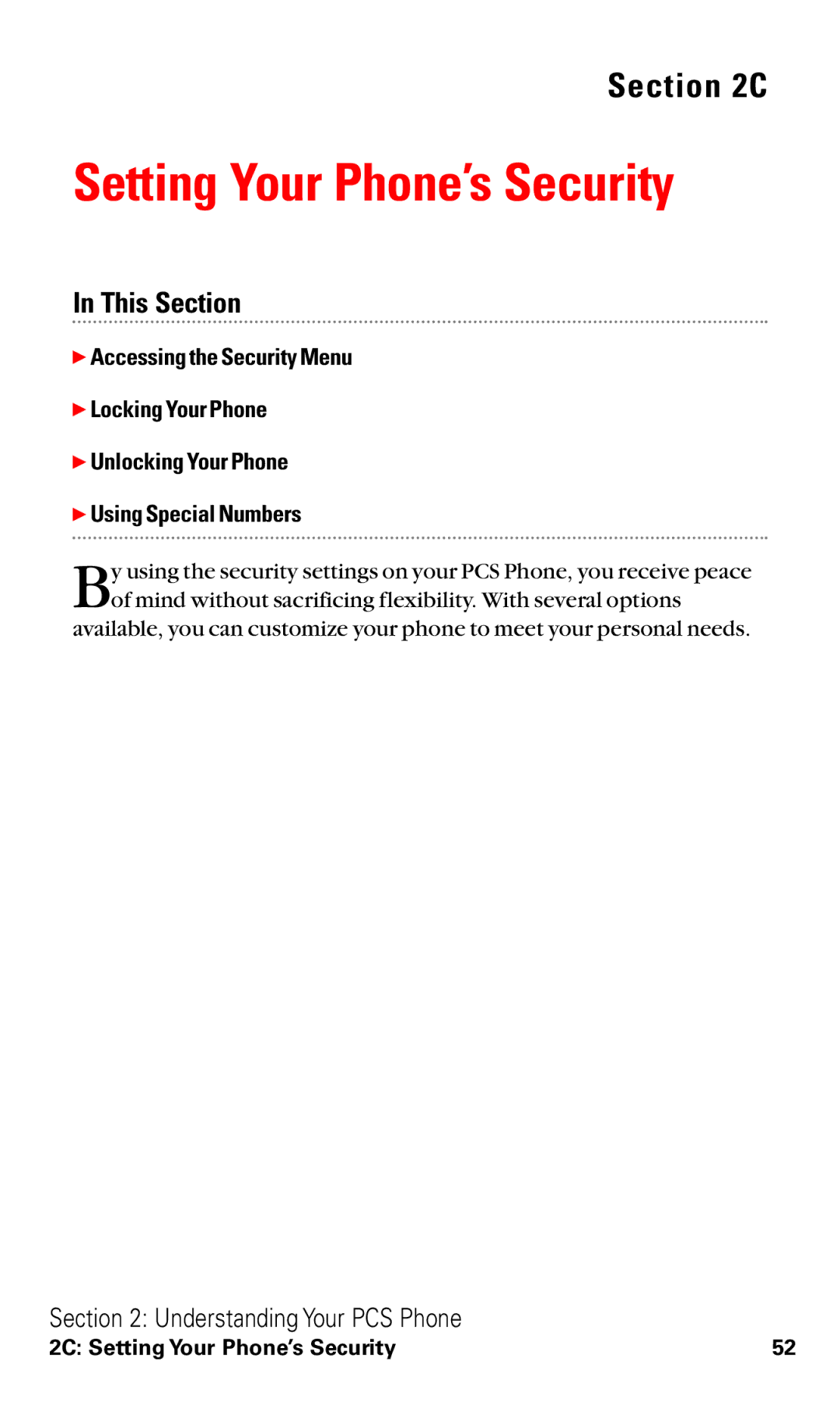 Toshiba VM4050 manual Setting Your Phone’s Security 