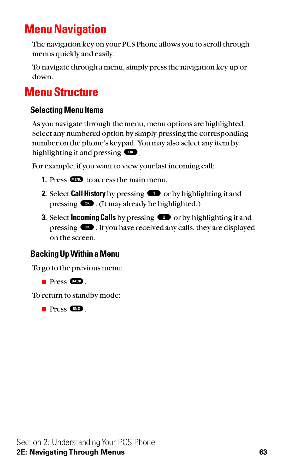 Toshiba VM4050 manual Menu Navigation, Menu Structure, Selecting Menu Items, Backing Up Within a Menu 