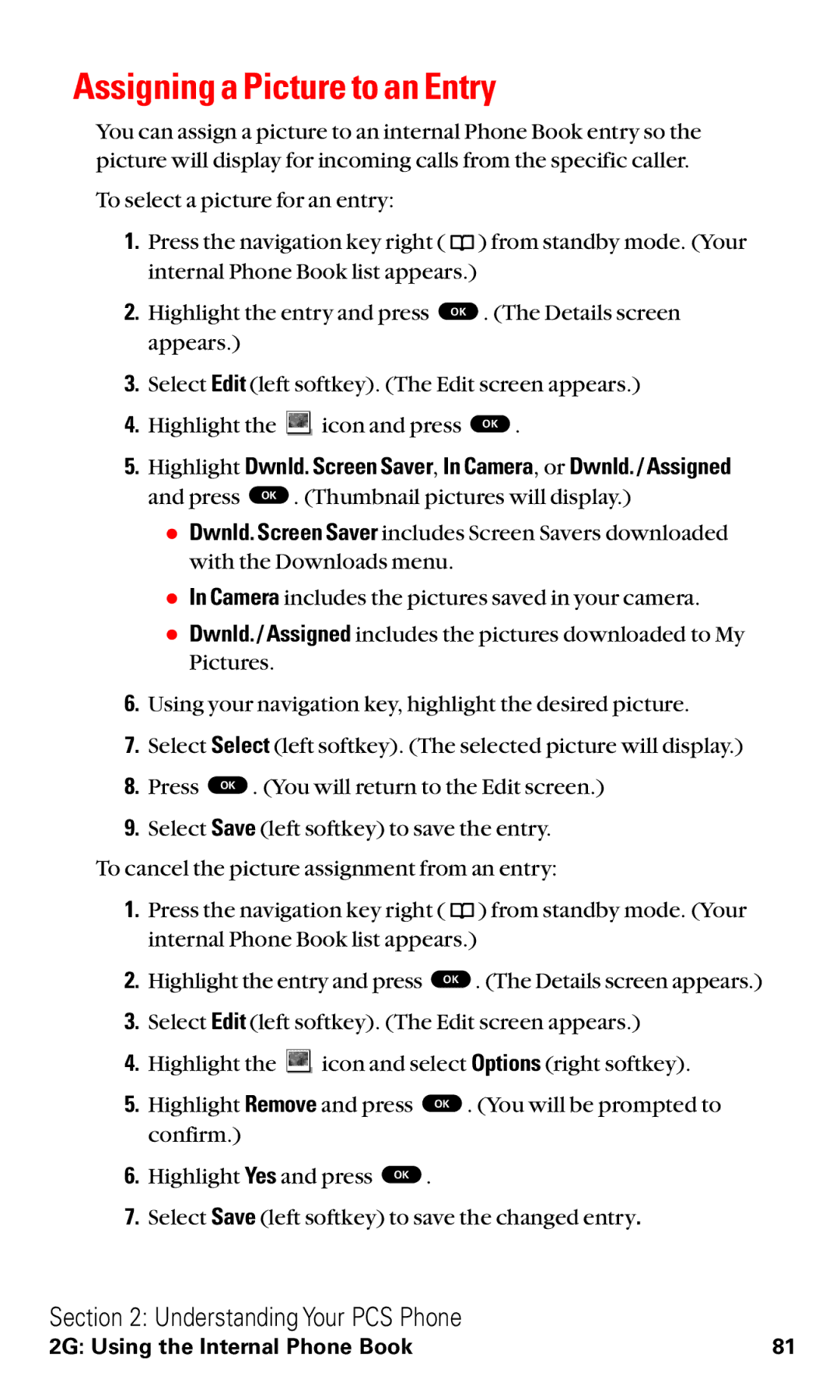 Toshiba VM4050 manual Assigning a Picture to an Entry, Press OK Thumbnail pictures will display 