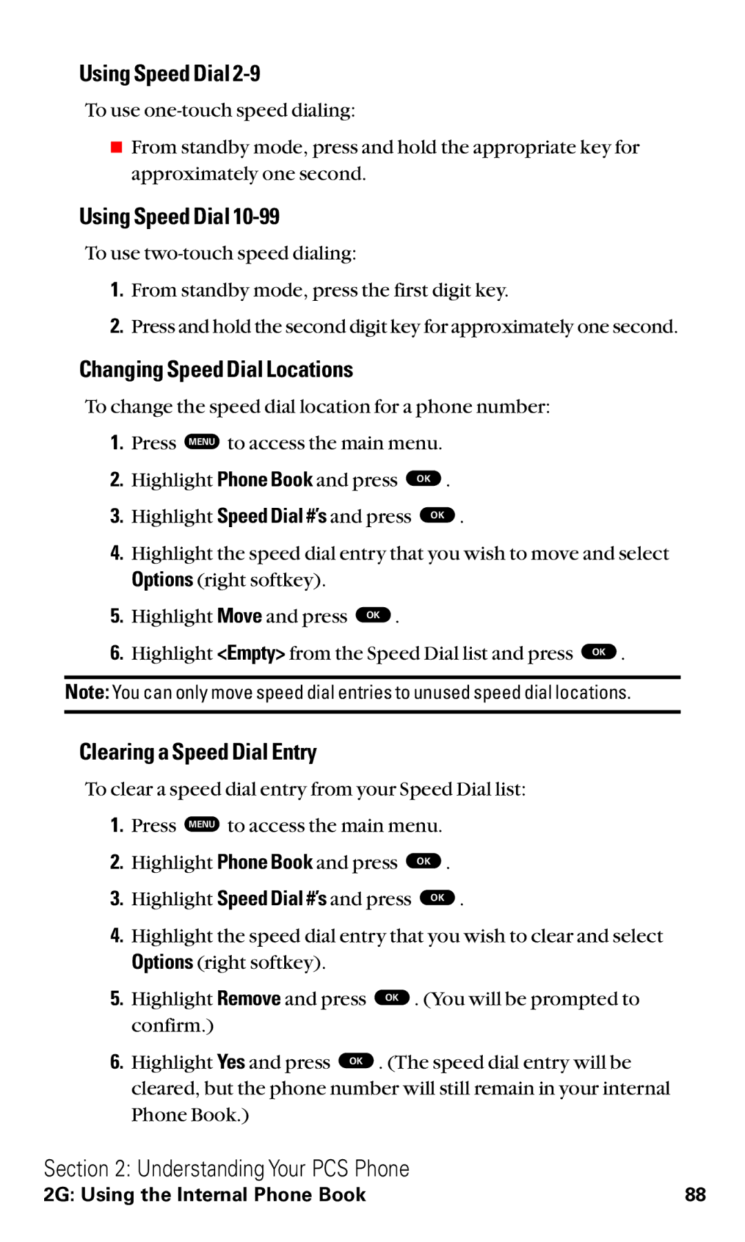 Toshiba VM4050 manual Using Speed Dial, Changing Speed Dial Locations, Clearing a Speed Dial Entry 