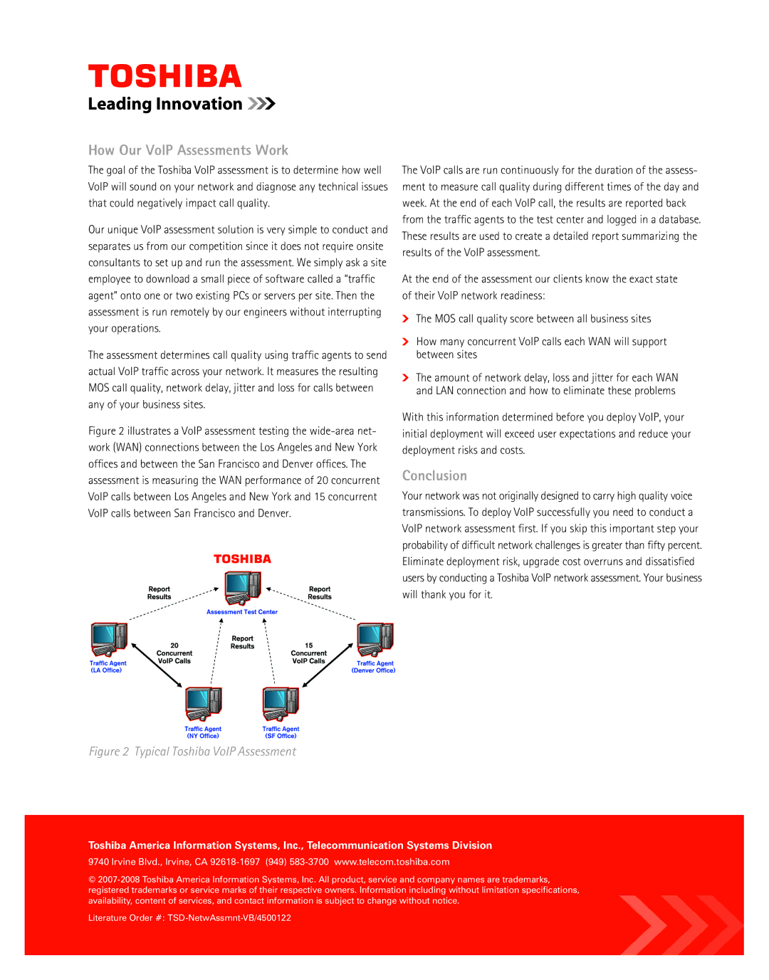 Toshiba VoIP MOS manual How Our VoIP Assessments Work, Conclusion 